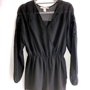 Black Long-sleeve Romper